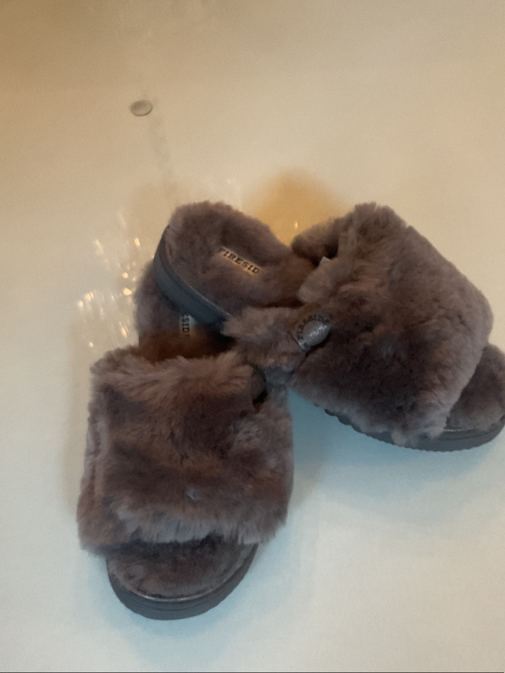 Faux Fur Slide Sandals in grey size 9 NEW
